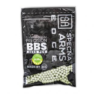 0.25g Bio Tracer Balls Specna Arms Green Edge Green 1000 bbs - By BLS