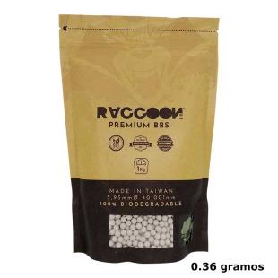 Bolas Raccoon Bio Premiun 0,36 gramos Blancas 3100 bbs