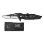 CUCHILLO K25 HOJA CALADA 10,8 CM NEGRO-PLATA